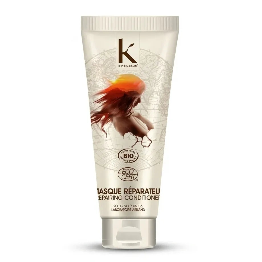 Masque réparateur argile karité bio 200g tube packaging blanc certification ecocert