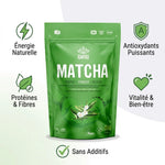 Matcha bio Iswari 70g avec ses bénéfices: énergie, antioxydants, protéines et vitalité naturelle