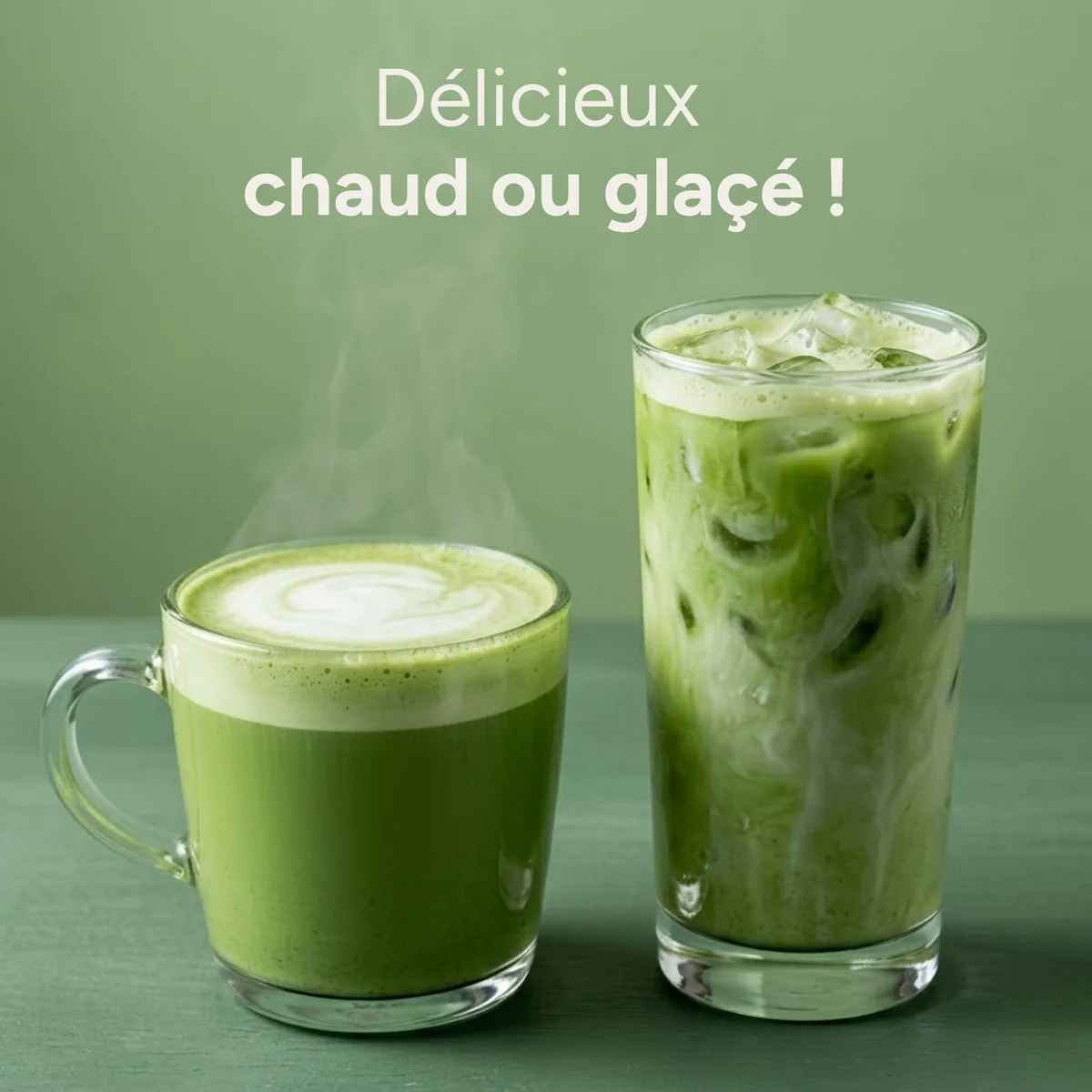 Le matcha latte peut se consommer chaud ou frodid.