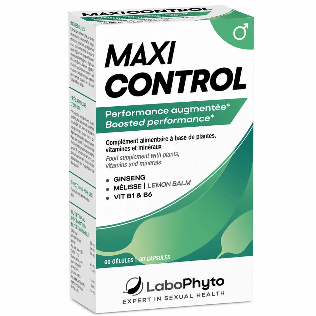 Boîte Maxi Control 60 gélules Labophyto complément alimentaire retardant blanc et vert