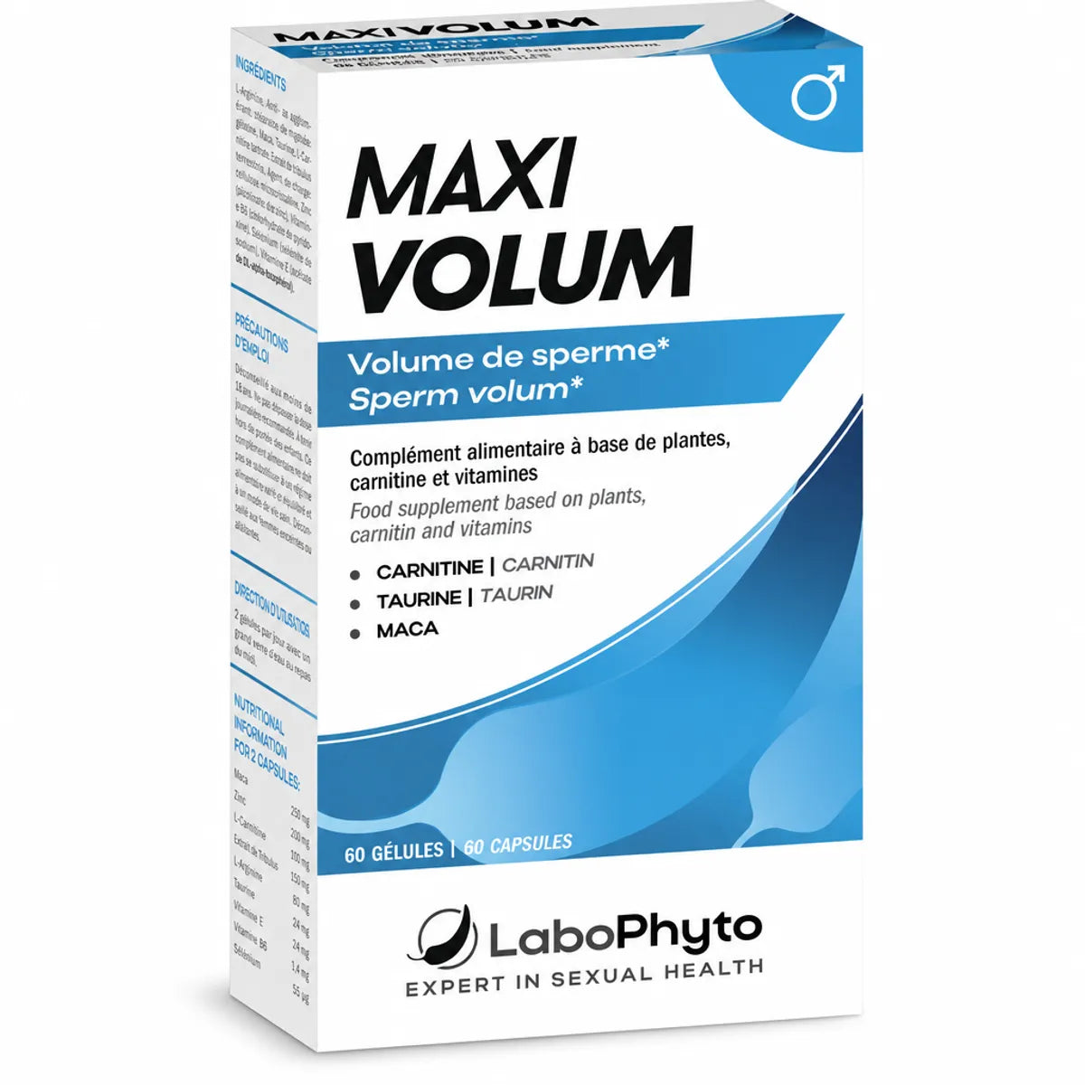 Maxi Volum boîte 60 gélules LaboPhyto soutien fertilité naturel pour volume sperme