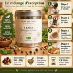 Mélange 5 Baies Bio 50g Place des Épices avec guide d'utilisation et baies entières