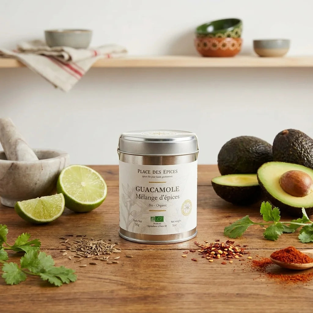 Mélange bio guacamole Place des épices 50g avec avocats et citron vert frais