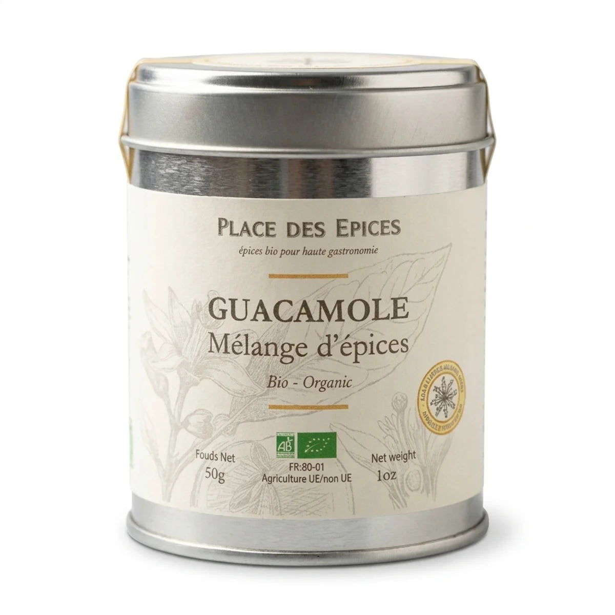 Mélange Bio pour Guacamole 50g Place des épices en boîte métallique