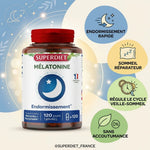 Superdiet Mélatonine 1mg 120 gélules avec bénéfices sommeil et cycle veille-sommeil