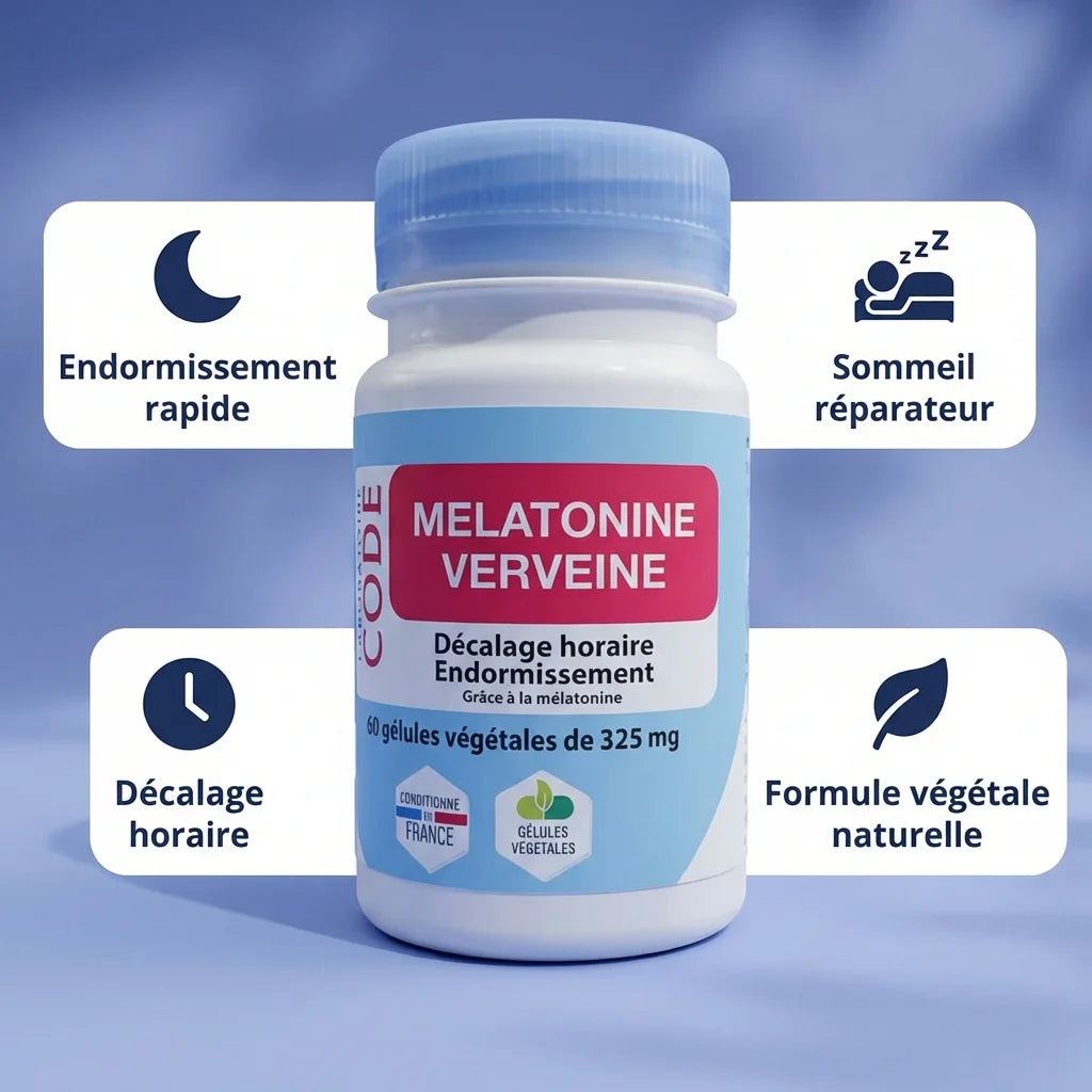Mélatonine Verveine 60 gélules Code Lab avec bénéfices sommeil réparateur et endormissement rapide