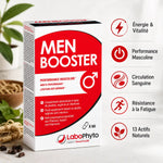 Menbooster Labophyto - Boîte rouge et noire avec 13 actifs naturels pour stimuler la libido et l'énergie masculine
