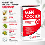Menbooster Labophyto boîte complément alimentaire avec ingrédients Maca Ginseng Ginkgo Biloba Tribulus L-Arginine