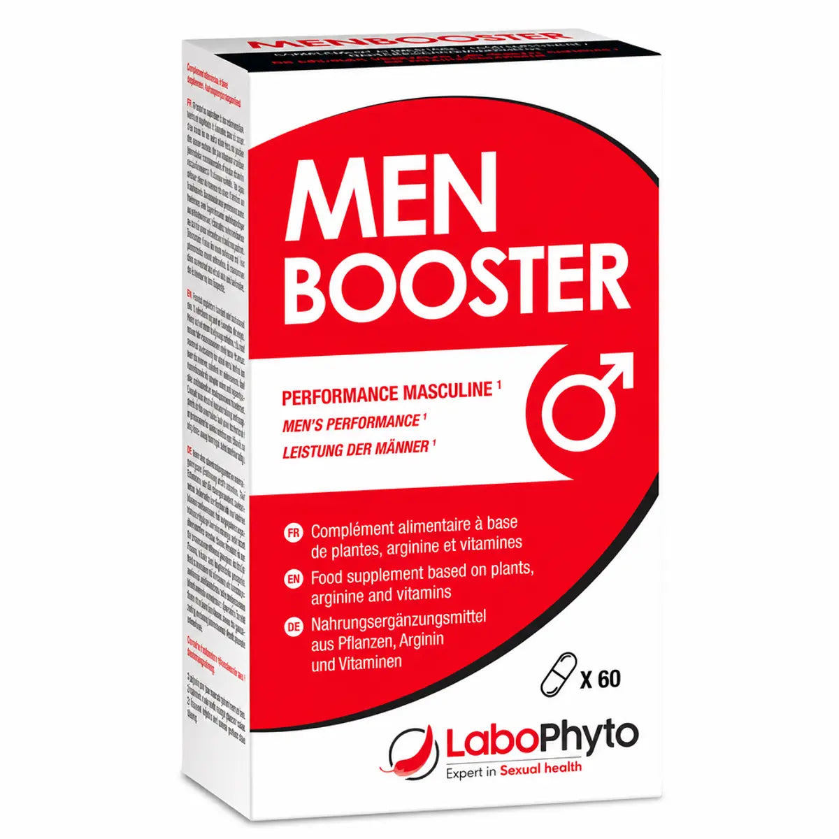 Flacon Men Booster 60 gélules Labophyto stimulant libido homme sur fond blanc