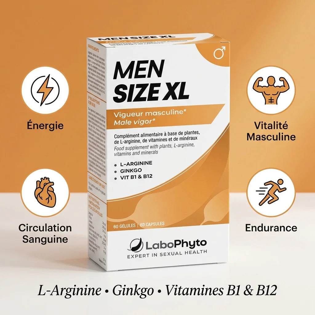 MenSize XL 60 gélules Labophyto - Énergie, vitalité masculine, circulation et endurance