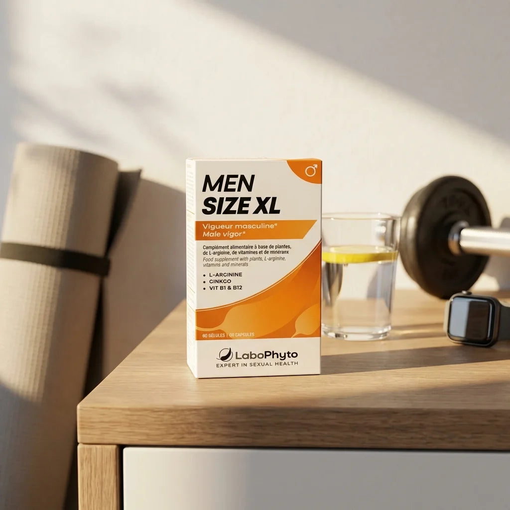 MenSize XL 60 gélules Labophyto complément alimentaire wellness sur bureau moderne