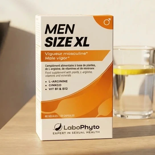 MenSize XL 60 gélules Labophyto complément alimentaire wellness sur bureau moderne