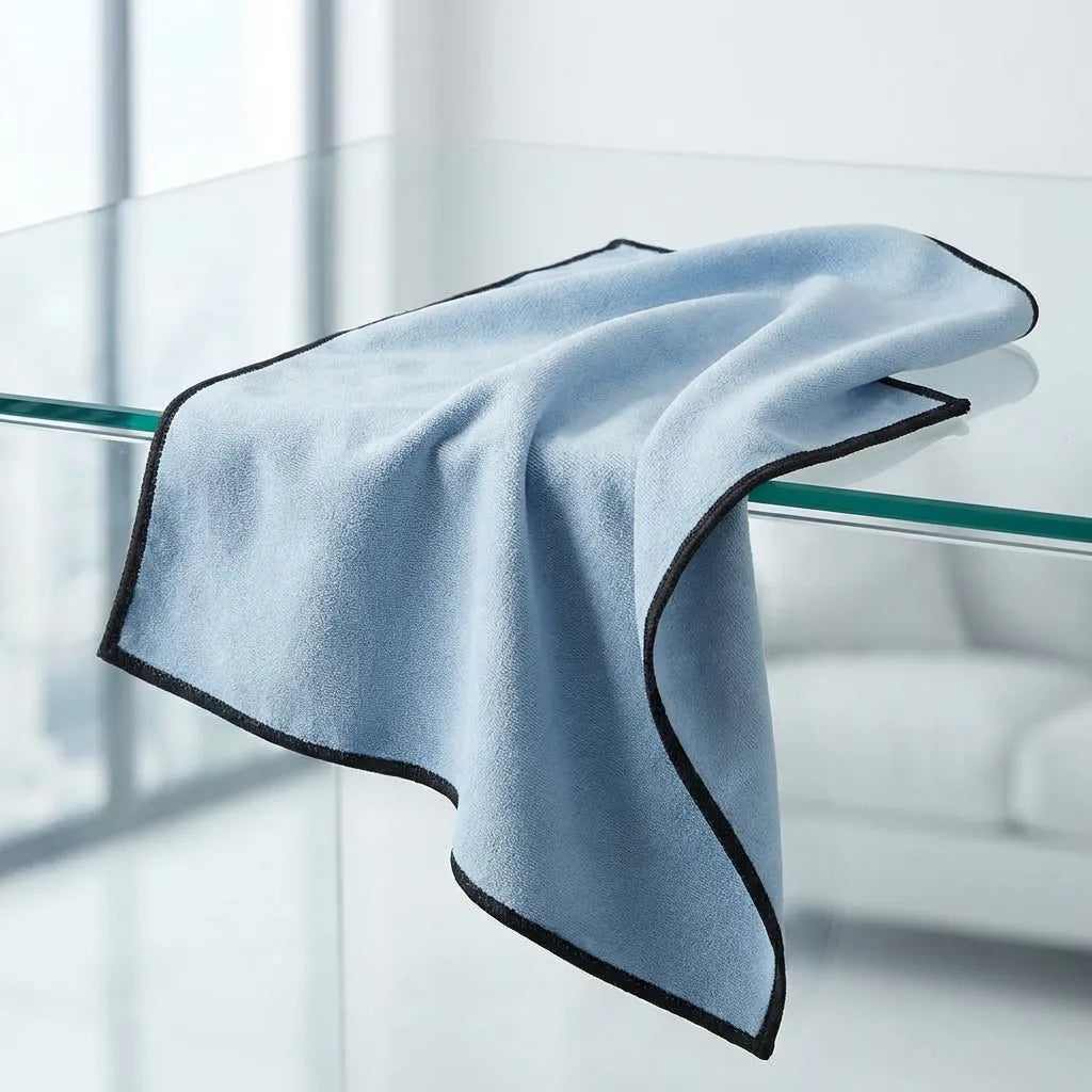 Chiffon microfibre extra-fine Pimpant bleu ciel 40x40cm sur fond blanc