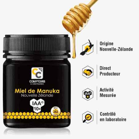Les origines du miel de Manuka IAA 10+ de 250 g de la marque Comptoirs et compagnies