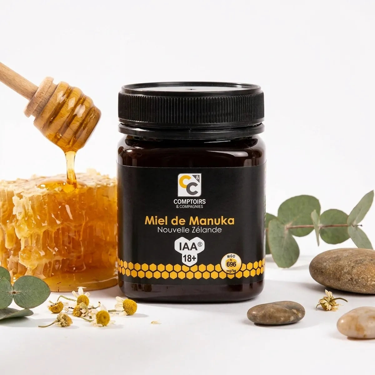 Pot Miel de Manuka IAA 18+ 250g Comptoirs et compagnies avec rayon de miel naturel