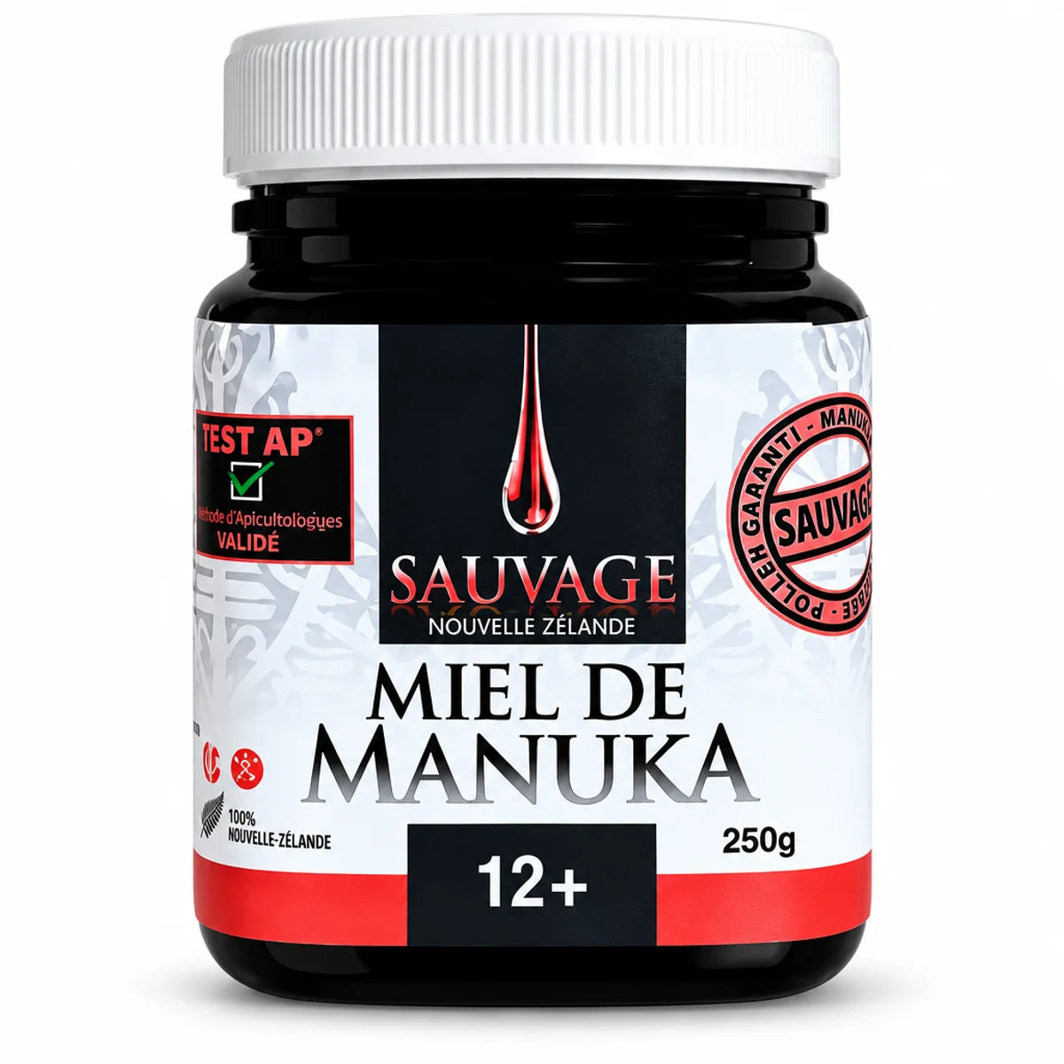 Pot de miel de Manuka Sauvage 12+ de Nouvelle-Zélande Dr. Theiss 250g