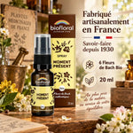 Spray Moment Présent Biofloral 20ml Fleurs de Bach bio en bouteille verre avec emballage artisanal français