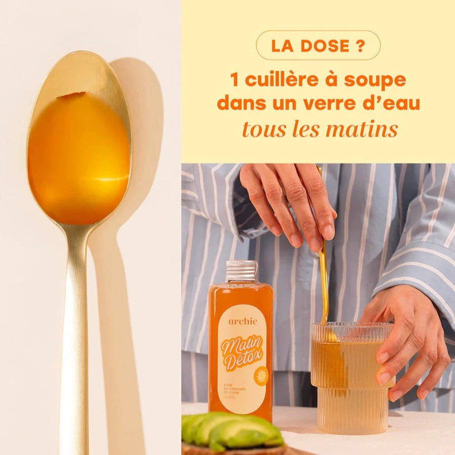 La posologie de la Cure Morning Detox au Vinaigre de Cidre bio Archie