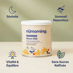 Pot Moon Milk Bio Vanille Ashwagandha Reishi nüMorning avec icônes sérénité et sommeil réparateur