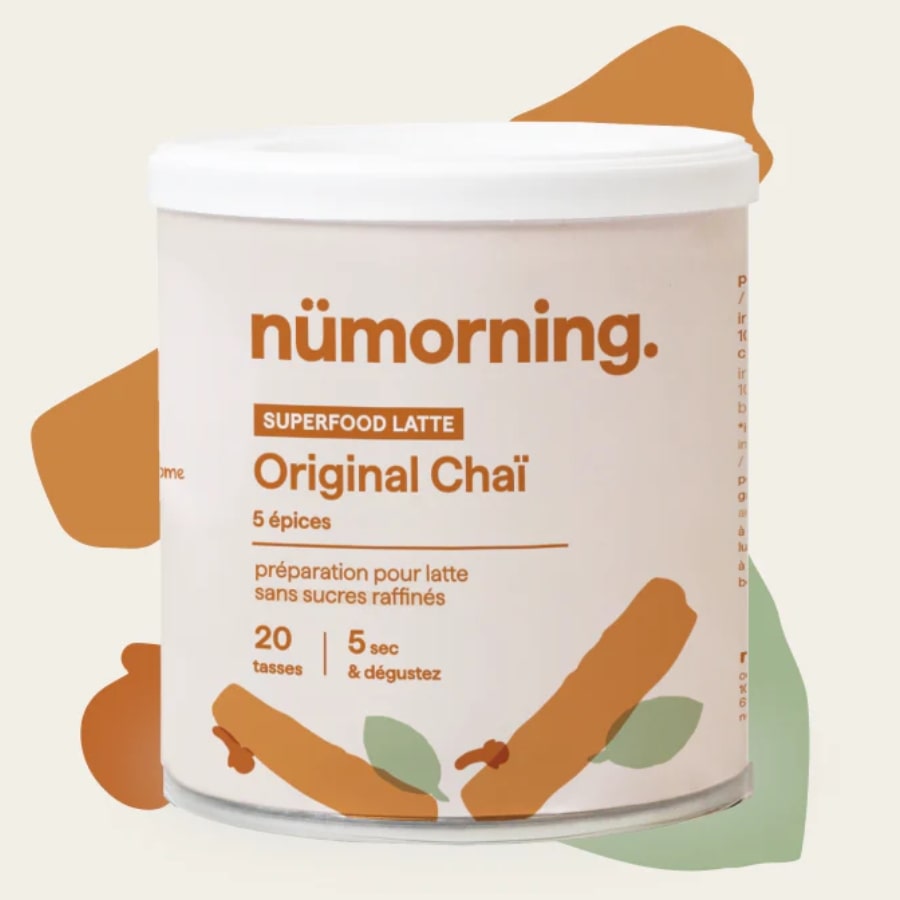 Un pot de Morning latte original chaï bio (5 épices et sucre de coco) de 125 g de nüMorning