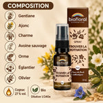 Fleurs de Bach bio en spray Biofloral pour la motivation, flacon 20 ml et ses 7 fleurs illustrées