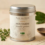 Moutarde blanche bio 70g Place des épices - boîte métallique avec certification organic