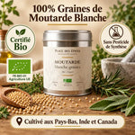 Moutarde blanche bio 70g Place des Épices, graines certifiées, herbes aromatiques et mortier en marbre