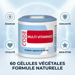 Multi Vitamines 60 gélules Laboratoire Code avec bénéfices énergie, immunité, vitalité et bien-être