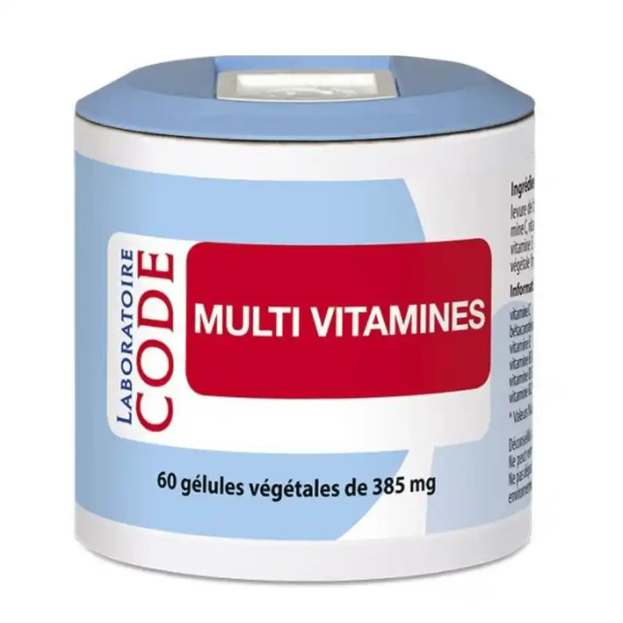 Multi vitamines, boîte de 60 gélules végétales de la marque Laboratoire Code.
