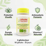 Myrtille Acérola Bio 90 gélules - Protection visuelle et antioxydants naturels Graine Sauvage