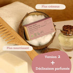 Explication différences entre la nouvelle version de l'après Shampoing Solide à l'huile de Chanvre de Comme avant, et l'ancienne version