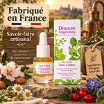 Nuit Câline soin visage bio Douces Angevines, flacon ambre avec ingrédients botaniques naturels
