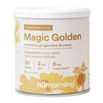 Une boîte de Magic Golden Latte de la marque nümorning en 125 g sur fond blanc