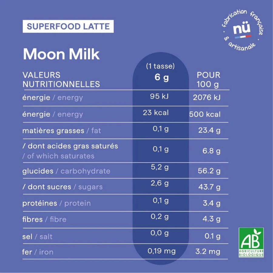 Valeurs nutritionnelles du Moon milk latte de la marque nümorning