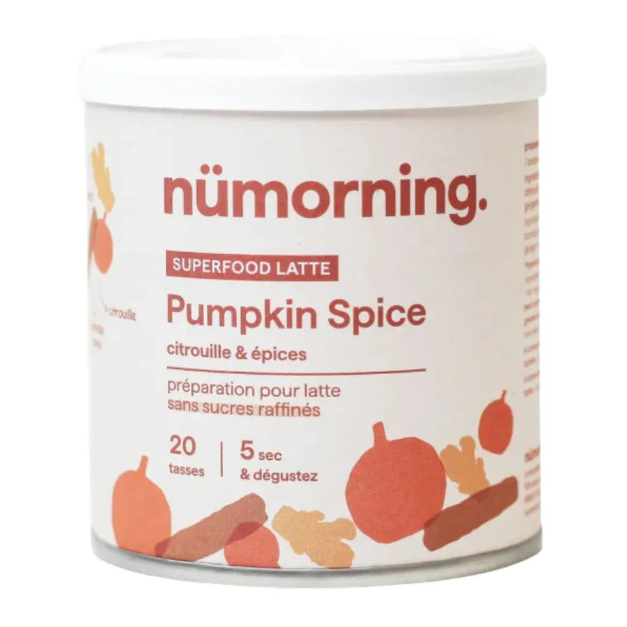 Un pot de Pumpkin Spice Latte de la marque nümorning en 125g sur fond blanc
