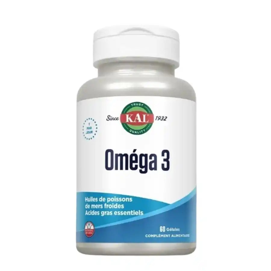 Boîte de 60 softgels d'Oméga 3 de la marque Solaray 