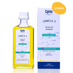 Une bouteille de Oméga 3 Capital Forme (240 ml) arôme Citron Lysi avec son emballage