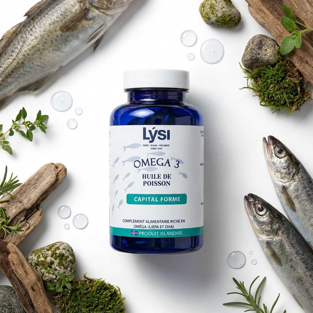 Flacon Omega 3 Capital Forme 60 gélules Lysi avec ingrédients naturels nordiques