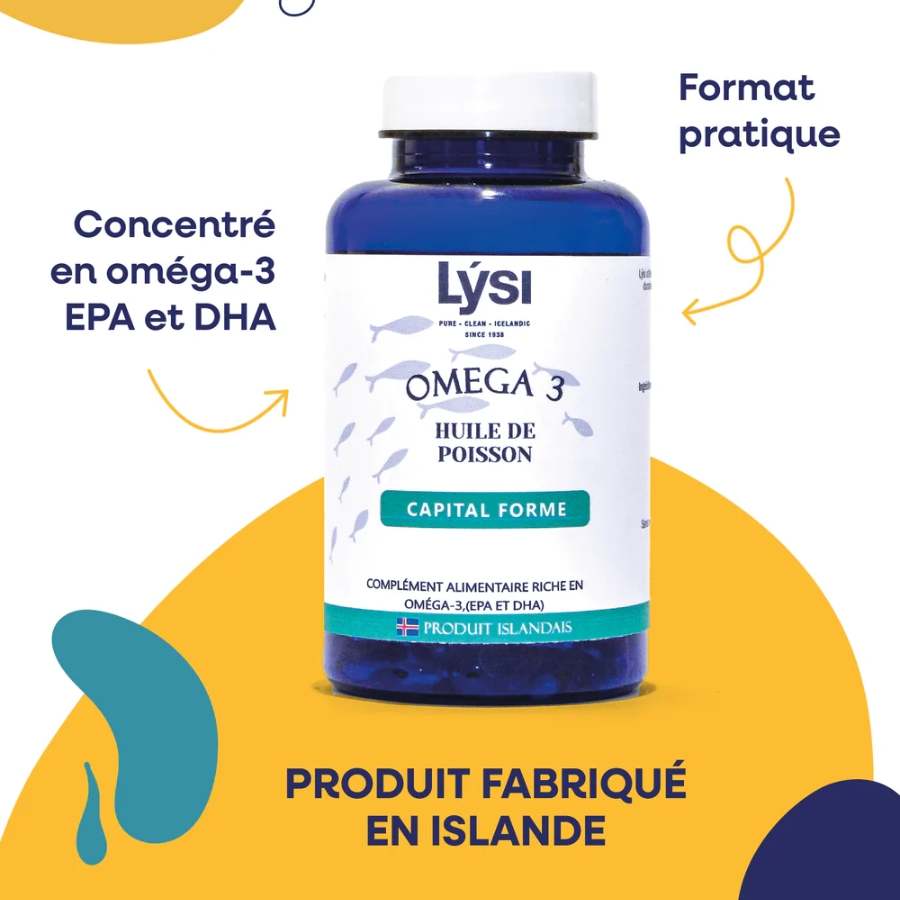 Les avantages d'Omega 3 Capital forme de 60 gélules de la marque Lysi