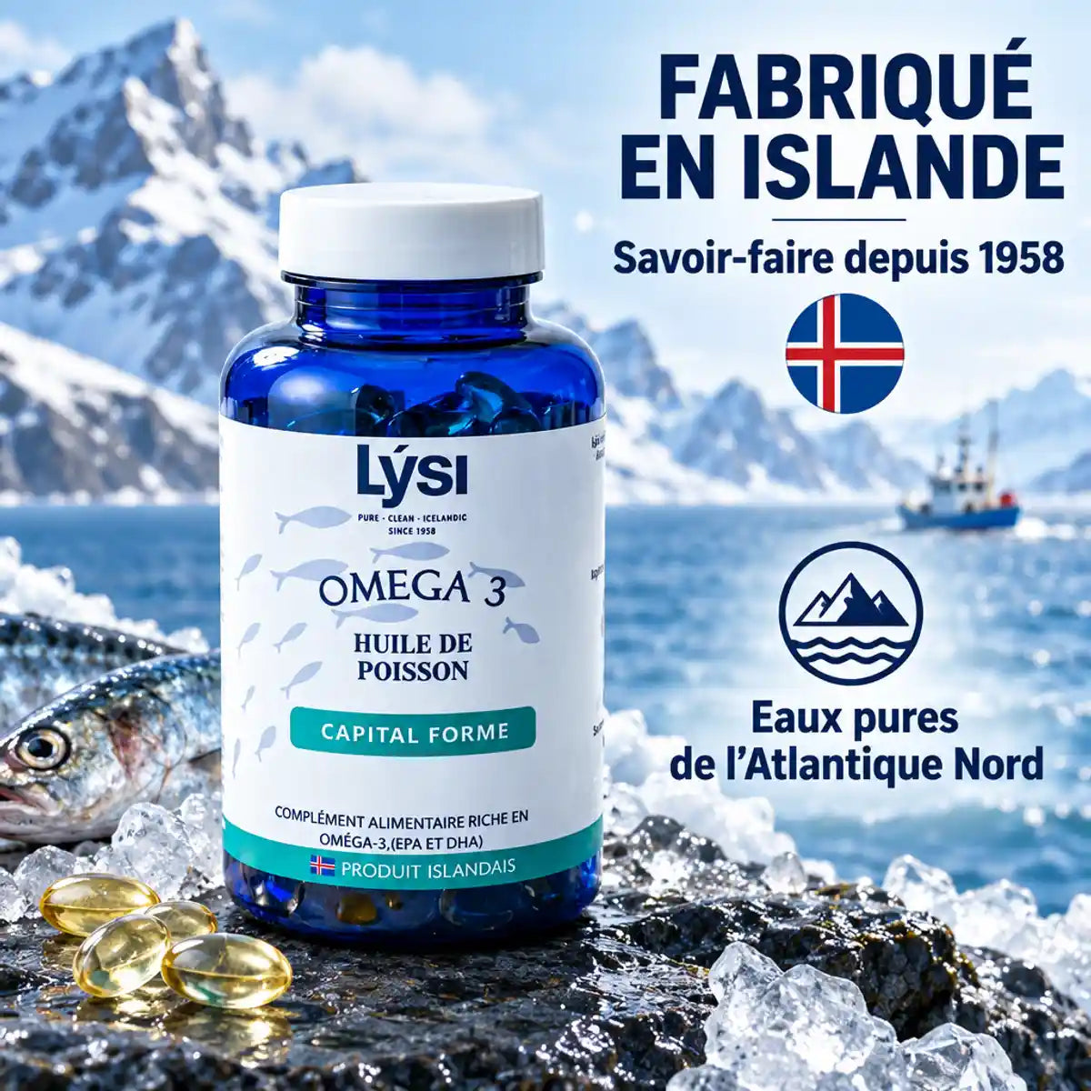 Lysi Omega 3 Capital Forme 60 gélules - Complément oméga 3 huile de poisson Islande