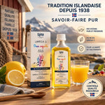 Bouteille Lysi Oméga 3 huile de poisson 240ml pour enfants avec citrons et cuillère en bois