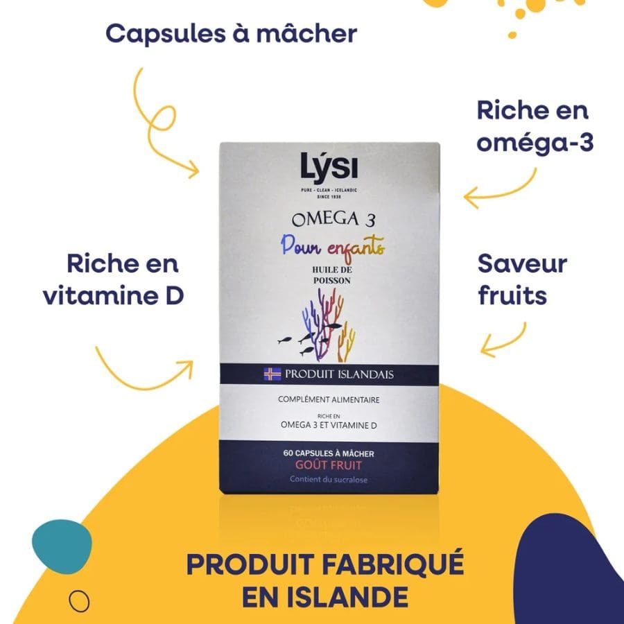 composition et bienfaits des capsules fruitées à mâcher à base d'oméga 3 pour enfant de Lysi