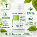 Ortie piquante feuille Neodiet 100 gélules avec bénéfices vitalité, drainage et beauté de la peau