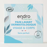 Pain lavant dermatologique sans parfum d'un format de 85 ml de la marque Endro.