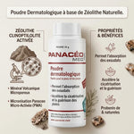 Poudre dermatologique Panacéo 30g à base de zéolithe volcanique naturelle pour cicatrisation
