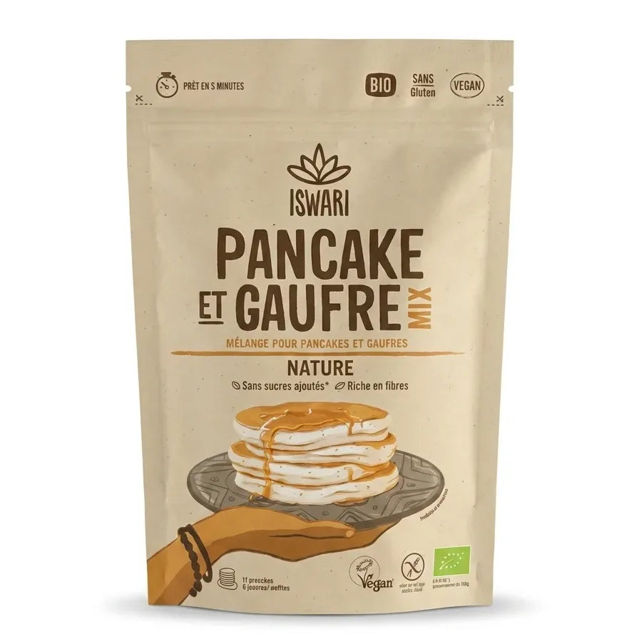 Pancake et Gaufre Nature 300g Iswari - Préparation biologique en sachet kraft