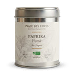 Paprika Fumé Bio 50g Place des épices - Boîte métal sur fond blanc
