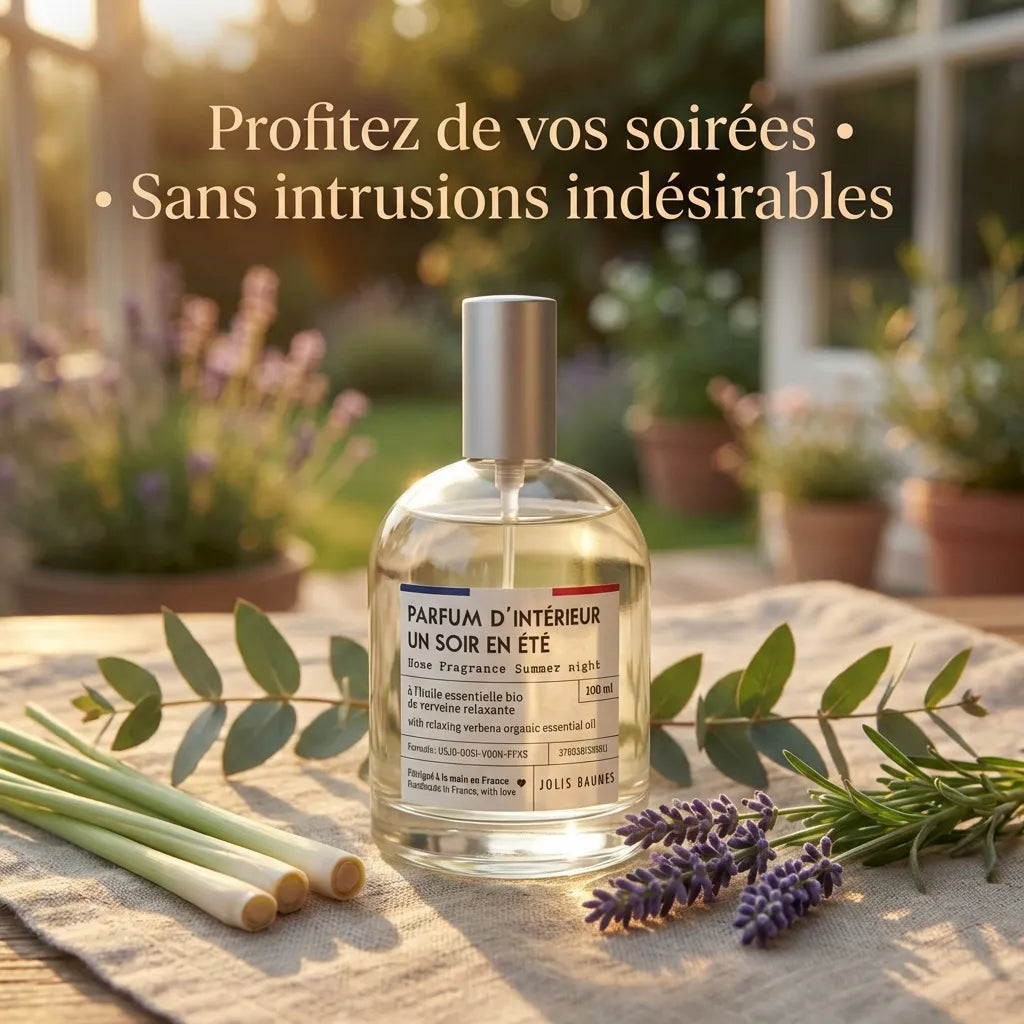 Parfum d'intérieur Un soir en été 100ml Jolis Baumes avec lavande et herbes anti moustique
