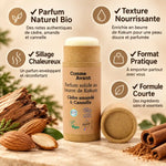 Parfum solide Comme Avant beurre de Kokum cèdre amandé cannelle avec ses certifications bio et vegan