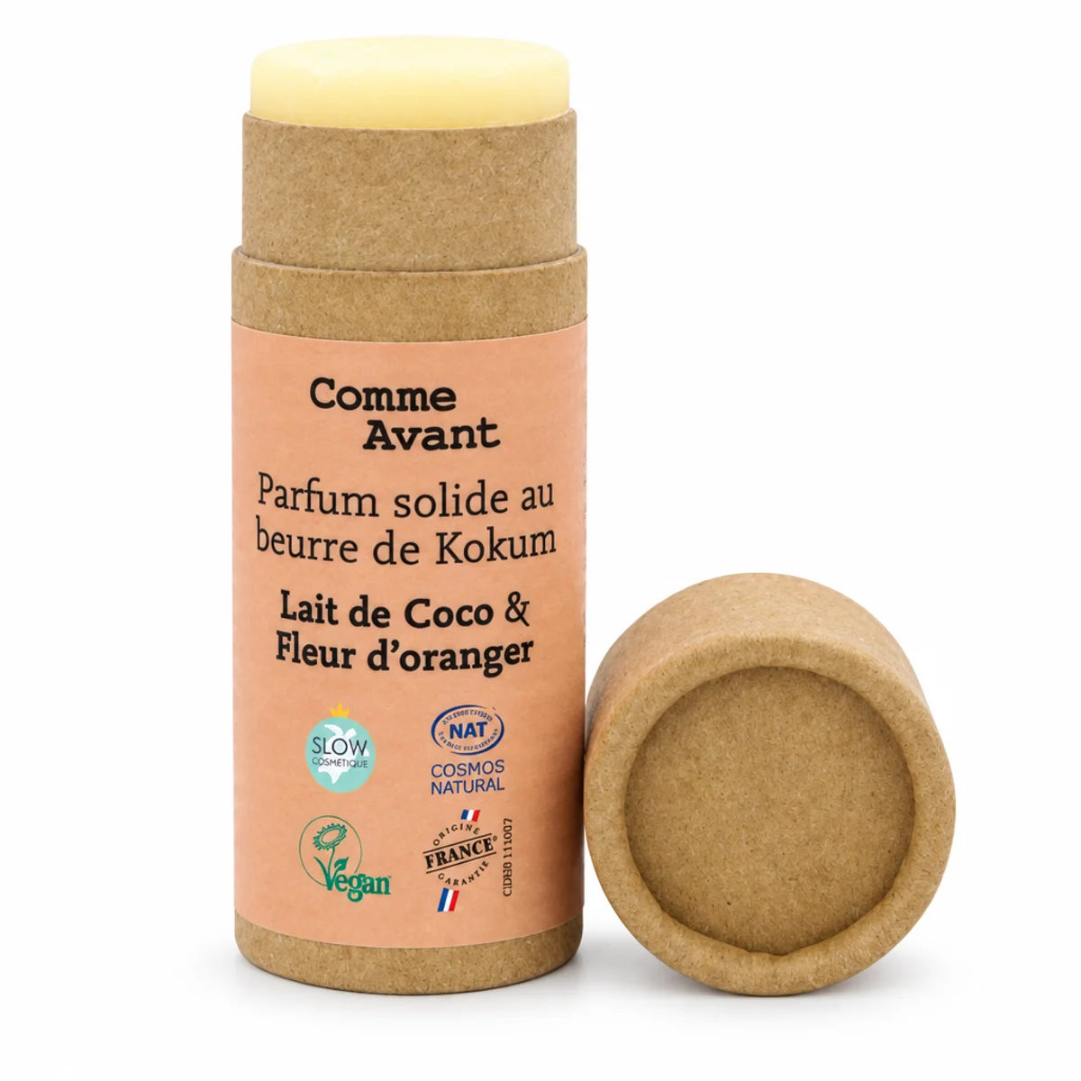Parfum solide Comme Avant beurre de kokum lait de coco fleur d'oranger 20g ouvert